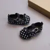 Zapatos de Cuero de Lunares Nuevos para Niños de Primavera y Otoño, Zapatos de Princesa para Niñas, Zapatos Blandos para Caminar para Bebés, Zapatos Planos Mary Jane con Velcro