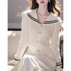 Suéter de Punto Suave y Cera con Cuello Marino de Manga Larga para Mujer 2025 Otoño Diseño Adelgazante Suéter con Camiseta Interior Top