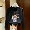 Camiseta Base de Manga Larga de Dibujos Animados para Niñas, Nueva Moda Primavera y Otoño 2026, Camiseta de Cuello Redondo para Niños Mayores, Camiseta Base de Algodón Puro