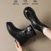 Plataforma de Venta Caliente Botines de Suela Gruesa para Mujer 2026 Nuevo Otoño/Invierno Retro Versátil Correa con Hebilla Cremallera Trasera Botas Martin para Mujer