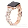 Adecuado para Apple iWatch Series 11~1 Se Ultra Correa de Metal Cadena en Forma de V Incrustada Completamente con Diamantes Moda