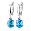 Anel Cruzado Novo Terno Menina Versátil Formato de Ovo Pedra Preciosa de Imitação Colorida Colar com Pingente de Cristal Brincos