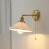 Lámpara de Pared de Cobre Macizo Estilo Japonés Retro Moderno Sencillo para Sala de Estar Dormitorio Comedor Mesita de Noche Estudio Baño Espejo del Baño Delantero