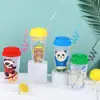 Taza de plástico de panda de dibujos animados creativa Valor de color alto de la red roja Taza linda para niños Taza de plástico con pajilla Disponible al por mayor