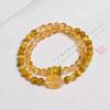 Pulseira de Cristal Pixiu Citrino Natural Feminina Nicho High-end Pulseira Olho de Tigre Dourado Pulseira de Citrino de Círculo Duplo para Mulheres