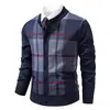 2026 Nuevo Suéter Cardigan Casual para Hombre Abrigo Moda Cuello Alto Tejido con Felpa Ropa de Abrigo para Hombre