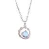 Collar de Plata Esterlina S925 de Plutón para Mujer Cadena Clavicular Cósmica de Planeta Estrella Piedra Lunar Joyería Sencilla Japonesa y Coreana para Combinar con Todo