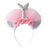 Diadema de sirena transfronteriza linda para actuación accesorios para el cabello de niños europeos y americanos falda de flores hecha a mano día del niño diadema de mujer