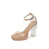 Zapatos Transparentes de Tacón Alto con Una Correa para Mujer 2025 Nuevo Estilo Sandalias de Plataforma Impermeables con Tacón Medio de Cristal para Mujer Estilo Hada de Verano