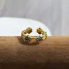 Anillo de Flor de Esmalte Colorido Versátil Exquisito Retro de Moda Luz de Lujo de Gama Alta Nicho Vintage para Mujeres