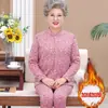 Cardigan de Señora Mayor ropa interior térmica abuela estilo Western grueso invierno suegra forrado de polar grueso cálido traje