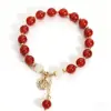 Pulsera de Bendición del Año Zodiacal Popular Estilo Chino Retro Color Ágata Rojo Imitación Pulsera de Bendición Pulsera al por Mayor
