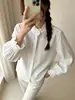 Coleção Outono 2026: Cardigan feminino de gola alta de renda com camada dupla de gaze lisa estilo japonês, blusa de manga longa
