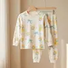 Pijama para niños, conjunto de ropa de otoño para bebé y pantalones, ropa térmica de algodón para otoño e invierno, de manga larga y pantalón largo para niñas, ropa de casa de dibujos animados para niños