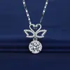 Collar de Transmisión en Vivo Transfronteriza con Imitación de Moissanita para Mujer, Chapado en Oro Blanco Pt950, Cadena para Clavícula con Colgante de Circonia de Ocho Corazones y Ocho Flechas