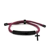 Pulsera Personalizada Publicidad Transfronteriza Logo Personalizado Multicolor Cruz Regalo Navideño Pulsera Trenzada Grabada de Acero de Titanio
