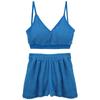 Traje de baño de playa de tres piezas para mujer, estilo coreano Ins, color sólido, sencillo, de alta gama, con tejido de toalla, talla de pecho