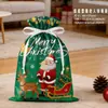 Saco de Presente Temático de Natal Filme de Alumínio Plástico Cordão Saco de Armazenamento Natal Papai Noel Embalagem para Doces e Presentes