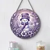 Serie de letreros redondos de madera navideños transfronterizos Papá Noel y renos letreros decorativos para el hogar y exteriores