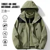 Chaqueta 3 en 1 para exteriores, unisex, adecuada para otoño e invierno, con capucha desmontable, impermeable y diseñada para senderismo y trabajo