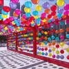 Lanterna de pano colorida para áreas externas, lanterna redonda à prova d'água, lanterna de pano dobrável de seda, festival de casamento, decoração de meio do outono