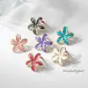 Pendientes de esmalte DIY con flor de hada de colores, estilo francés, temperamento suave y elegante, personalizados y versátiles con un toque de alta gama