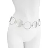 Cadena de Cintura de Metal Retro con Anillos Entrelazados para Mujer, Cadena de Cuerpo para Cintura de Disco Cepillado de Diseñador