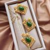 Colgante de jaspe de jade natural S925, collar de moda de oro esmerilado, versátil, verde espinaca