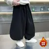 Calça Infantil Outono e Inverno Peça Única Veludo Espessado 2026 Novo Estilo Versão Coreana Versátil Infantil com Forro de Lã Punho Calça Casual Inverno