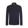 Camisa polo de manga larga para primavera y otoño con cuello alto y media cremallera, impresión de logo personalizado, camisa básica de manga larga ligera para negocios, bordado y letras