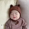 Gorro de Bebé Primavera y Otoño Delgado Gorro Protector de Orejas para Bebé Niño y Niña Gorro para Fontanela Protector Estilo Coreano Gorro de Punto con Bola