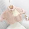 Novedad en Tops para Niñas, Moda Otoño e Invierno para Bebés Niñas en Lana de Cordero, Ropa Exterior, Suéter de Lana Enterizo de Piel para Niños Exportación