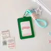 Porta-Cartões de Couro Estilo Coreano Hisocute com Display para Foto Polaroid 3 Polegadas Cartão de Refeição Estudantil Identificação de Trabalho Pingente Anti-Perda
