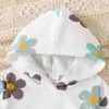 Conjunto de Sudadera con Capucha y Pantalones Largos Verdes con Estampado Floral Fresco para Bebé Niña