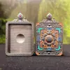 Caja Gau Thangka del Tíbet Rueda Cuadrada Dorada Thangka de una Sola Cara Honesta Concha Cuadrada Colgante Retro Venta al por Mayor