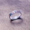 Anillo de Plata de Ley S999 Mariposa de Seda para Pie de Mujer Apertura Vacía Pura Ajustable Retro Pintado Sentido de Alta Gama Personalidad Anillo Ancho