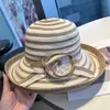 Sombrero de Pescador a Rayas de Moda de Verano para Mujer con Ala Ancha, Sombrero de Sol Plegable para Exteriores, Sencillo Sombrero de Sol Floral para Viajes y Protección Solar