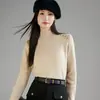 Camiseta Básica de Cuello Medio para Mujer, Terciopelo Engrosado, Nueva Prenda Interior Otoño e Invierno 2024, Suéter de Cuello Alto, Top Delgado de Invierno