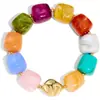 Pulsera de Cuentas Dopamina Transfronteriza para Mujer con Colores Vibrantes, Cuentas de Resina, Pulsera Elástica, Accesorio para Vacaciones de Verano en la Playa