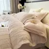 Set de Cuatro Piezas de Terciopelo de Chinchilla Estilo Nórdico Simple Juego de Ropa de Cama Engrosada de Terciopelo de Leche para Invierno Funda de Edredón de Terciopelo de Visón de Alta Calidad con Fleece Adicional