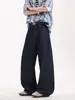 Calça jeans retro de perna larga estilo americano, corte clean, para homens, marca da moda, plus size, calça reta folgada com bom caimento