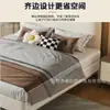 Cama estofada macia curva estilo creme moderna minimalista bicolor tecido tecnológico cama de casal quarto principal quarto de casa cama grande estofada macia