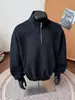 Moletom Pulôver Americano Desconstruído com Meio Zíper para Homem no Inverno com Forro de Lã e Espessado Cleanfit Silhueta Pesada Jaqueta com Gola Alta