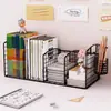 Estantería de mesa simple, estante de almacenamiento para escritorio de oficina, estante de almacenamiento pequeño al lado del escritorio, estantería de hierro para niños