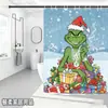 Bestseller transfronterizo de Amazon: Cortina de ducha verde del Grinch, cortina de ducha impermeable de pongee con estampado digital de dibujos animados