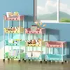Rack de armazenamento de brinquedos estilo desenho animado removível Dormitório de grande capacidade Estante de estudante Carrinho de rack de armazenamento de lanche de plástico