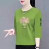 Ropa de Maternidad Ropa para Mujeres de Mediana Edad Comercio Electrónico Transfronterizo Camiseta de Siete Mangas Manga Media para Mujeres Holgada Tallas Grandes Chicas Gorditas Camiseta Adelgazante