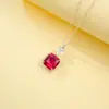 Colar Quadrado de Prata Esterlina S925 com Rubi Cultivado Cross Fashion Luxo Leve Toque de Alto Padrão Para Banquete Versátil Para o Dia a Dia Presente