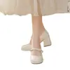 Nuevos zapatos de tacón alto estilo chino para mujer, tacón grueso, adecuados para faldas Ma Mian, primavera-verano 2026, nueva colección de otoño, zapatos Mary Jane de estilo tradicional para mujer