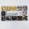100 juegos de botones de presión metálicos de cuatro colores de 12.5 mm, juego de herramientas de cuatro piezas de cobre, botones ocultos invisibles